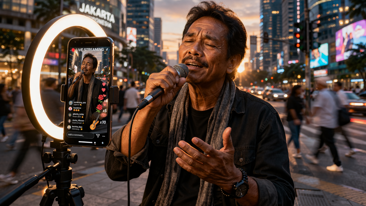 Ilustrasi Live Streaming Outdoor