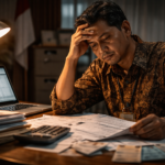 Ilustrasi Kepala Sekolah dengan Beban kerja Ilustrasi Kepala Sekolah dengan Beban kerja