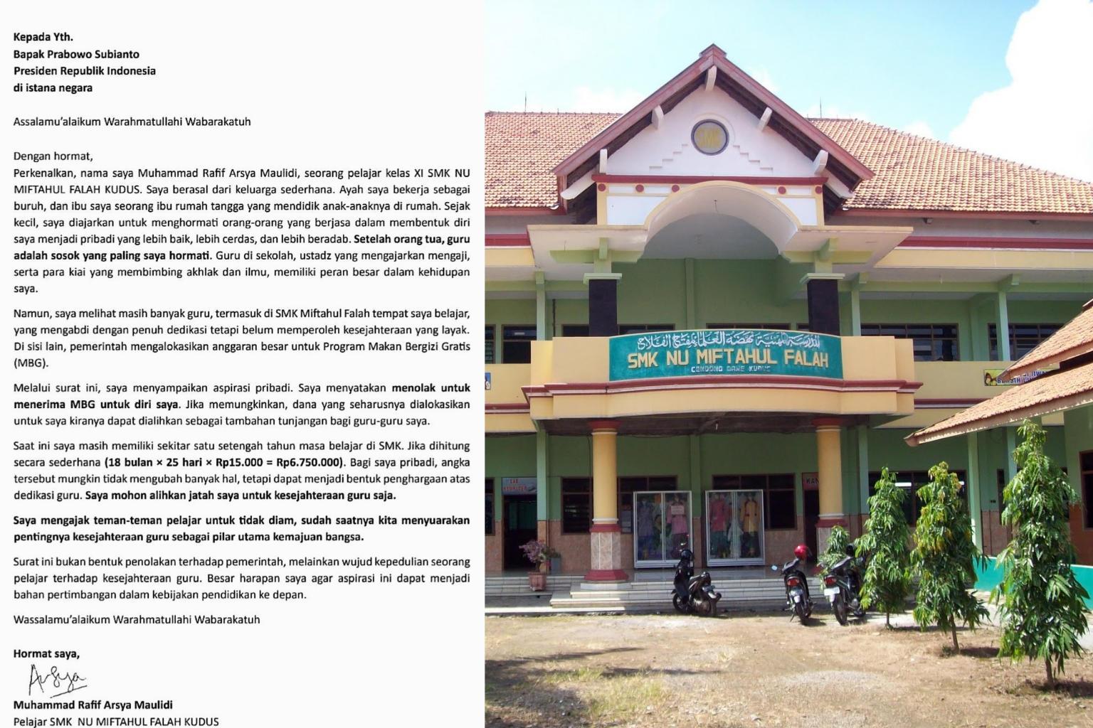 Surat Terbuka Arsya untuk Presiden