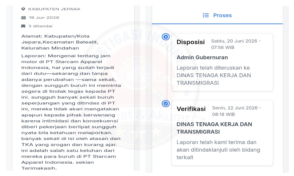 Aduan tenaga Kerja di Jepara