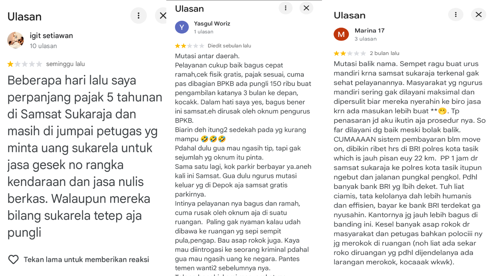 Ulasan Warga untuk Samsat Kabupaten Tasikmalaya